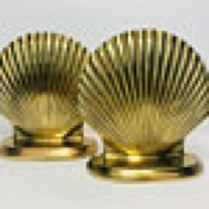 Vintage brass seashell bookends